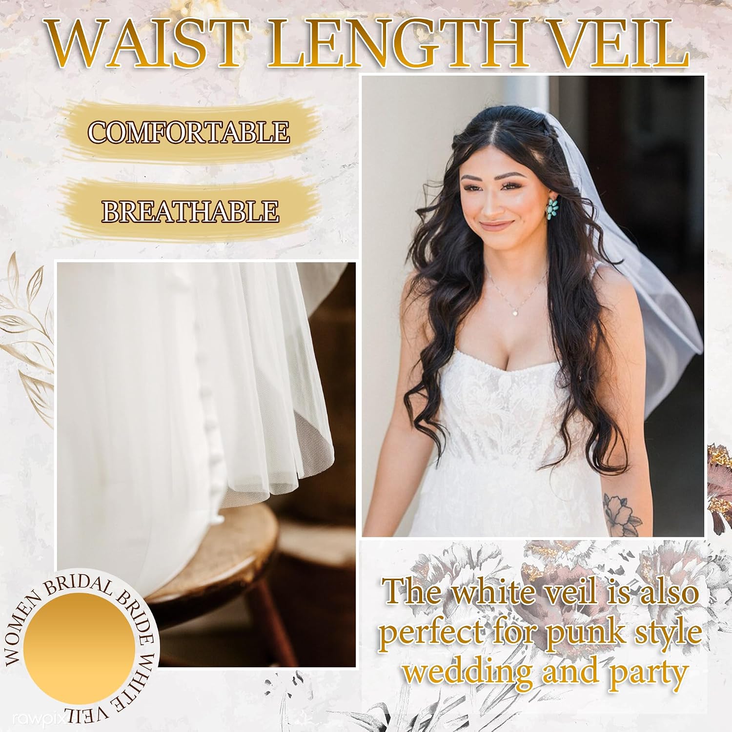 Wedding Bridal Veil Simple Tulle Veil Bachelorette Party Veil with Comb Elegant Hair Accessories for Brides Women