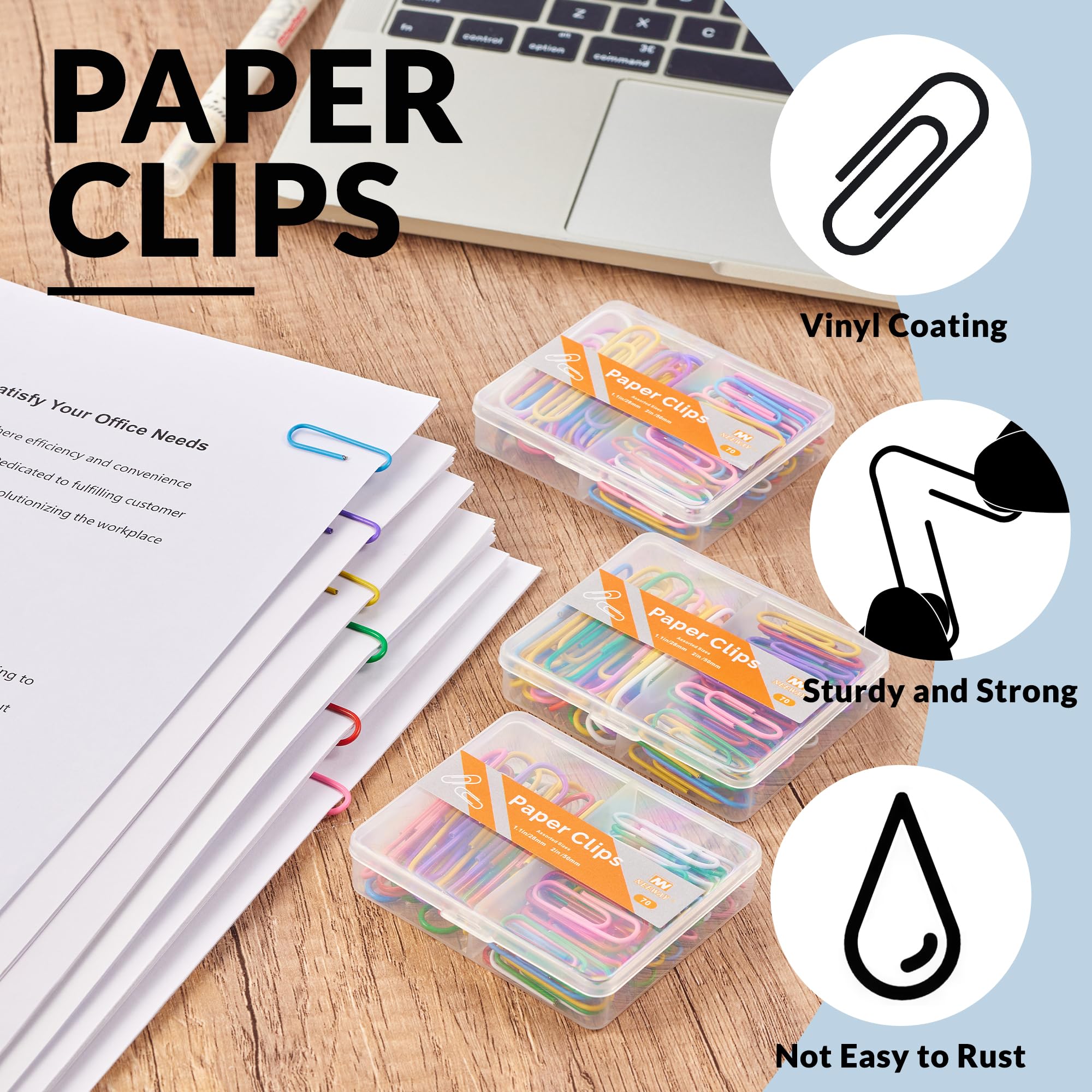 Colored Paper Clips Paper Clips Colorful - 300 PCS Medium 1.1 Inch Paper Clips, Durable Metal Paper Clips Great For Paperwork Office Document Organizing And Personal Use, Multicolored Trombone Pour Papier