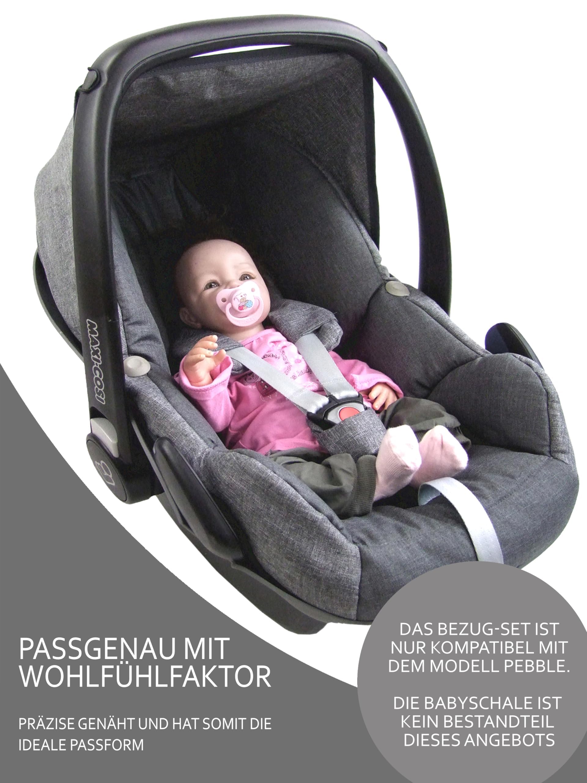 BambiniWelt Ersatzbezug Babyschale 5-teiliges Set kompatibel mit Maxi-Cosi Pebble Sterne olive