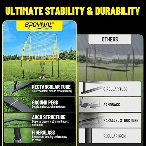 Miniatura 5 de Equipo de entrenamiento de voleibol, red de voleibol de altura ajustable para entrenamiento en el patio trasero, juego de práctica portátil al aire