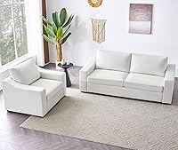 Vista 14 de Eluchang Sofá seccional convertible, sofá en forma de L con asientos extra profundos, tela de lino natural, sofá de esquina moderno y cómodo