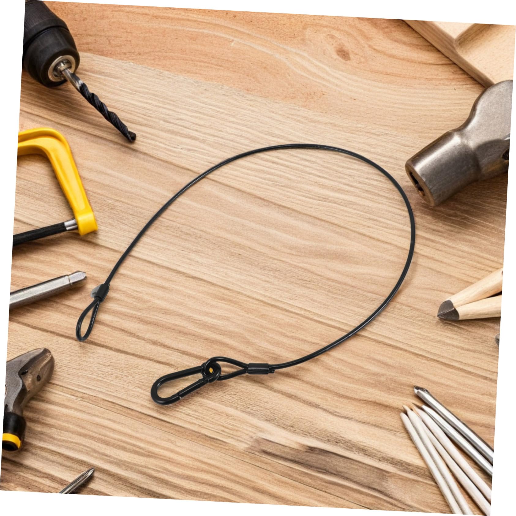 Yardwe Cavo di Sicurezza in Filo D’acciaio 4mm Nero per Luci da Palcoscenico, Resistente Fino a 50 Kg, Set da 10 Pezzi Gancio per Illuminazione Scenica Professionale