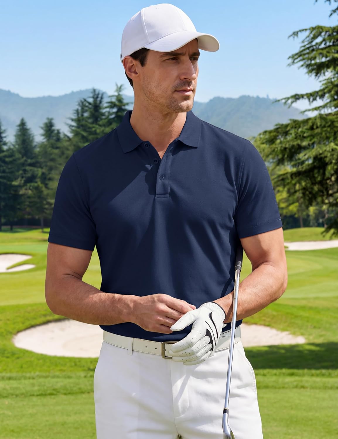 MAGNIVIT Men's Polo Shirt Short Sleeve 3 Button Cotton Pique Casual T-Shirts Moisture Wicking Performance Work Golf Tee - Image 5