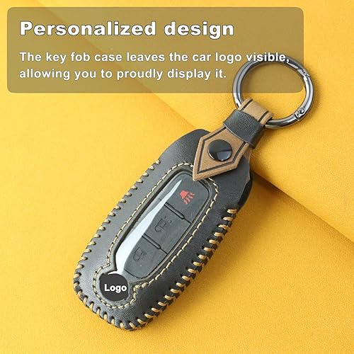 Miniatura 3 de Funda de llavero para llave inteligente Nissan 2023 2024 de 345 botones, funda de cuero genuino con llavero para accesorios Rouge Pathfinder, color