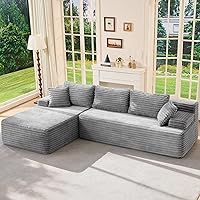 Vista 15 de Sofá modular en forma de L, de 3 asientos, espuma viscoelástica, para sala de estar, sofá estilo nube con diván, de gran tamaño, blanco, cuadros