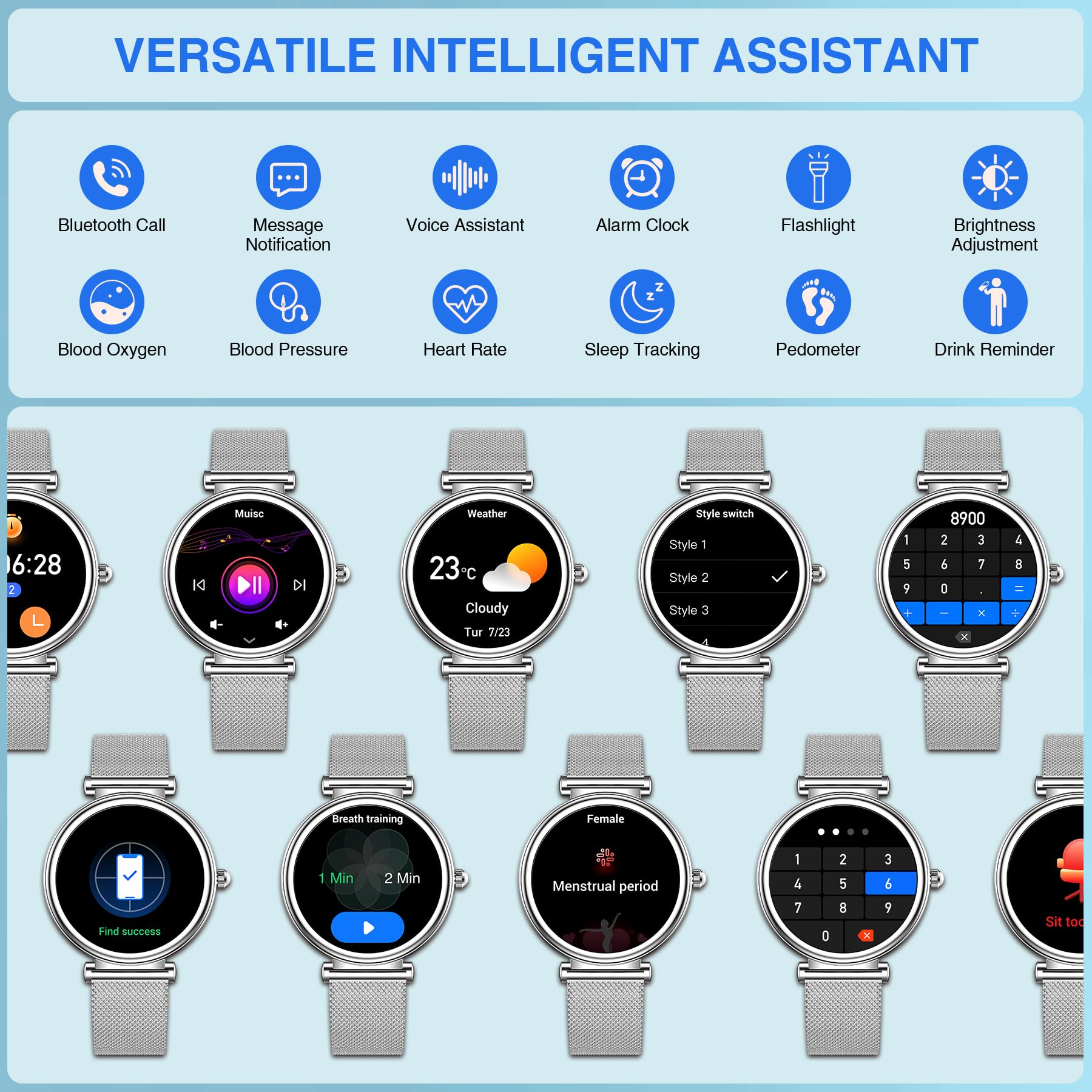 Reloj Mujer Inteligente con Llamadas, 1,3" Smartwatch con 120+ Modos Deportivo, Reloj Digital Mujer, Monitor Sueño, IP67 Pulsera Actividad Pulsómetro/Podómetro, Smart Watch para Android iOS