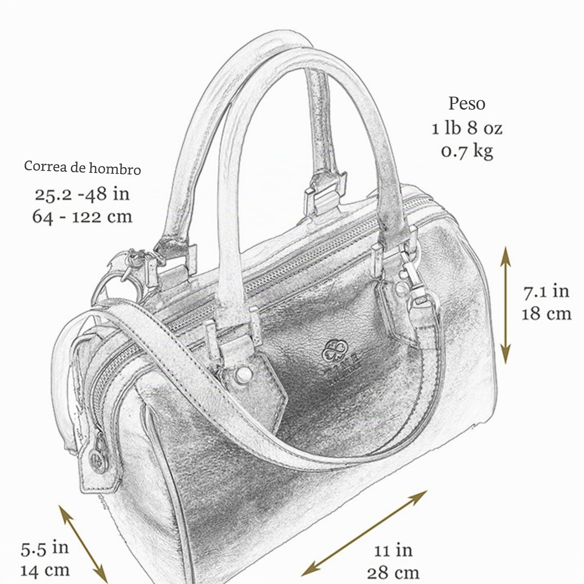 Time Resistance Bolso de Mano para Mujer de Piel - Hecho a Mano en Italia - Bolso Ideal para Todos los Días o para Ocasiones Especiales