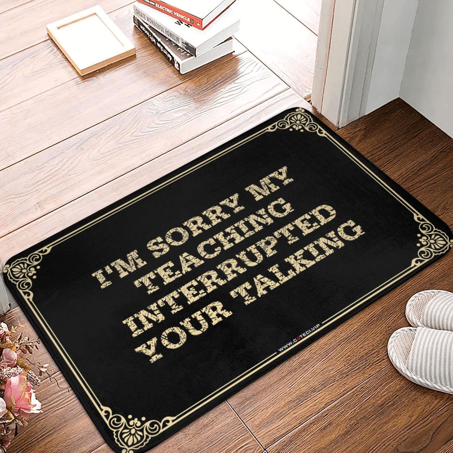 Door Mats Outdoor Funny I'm Sorry My Teaching Interrupted Your Talking Doormat Front Door Rug Outdoor Rustic Bathroom Rugs(65X90CM)