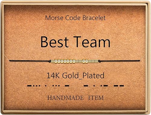 SANNYRA Pulsera ajustable con código morse, mensaje secreto, joyería de moda para mujer, cuentas chapadas en oro de 14 quilates en cordón de seda,