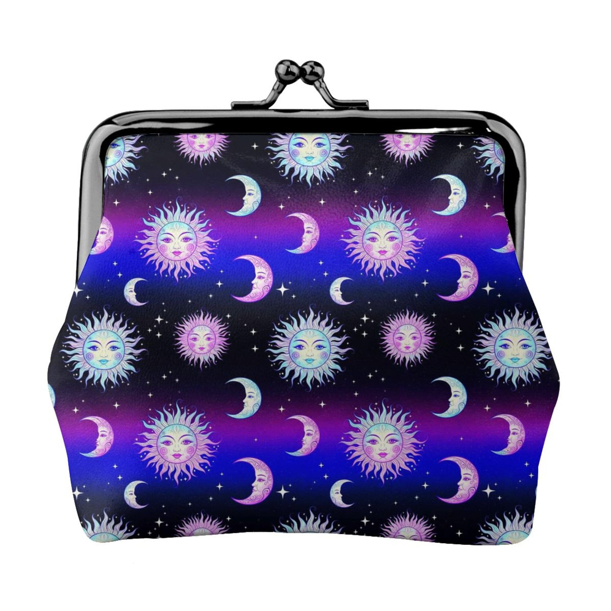 trippy sun moon stars Coin Purse Small Coin Purses Pouches Cute Change Wallets For Women Kiss Lock Change Purse Change Pouch