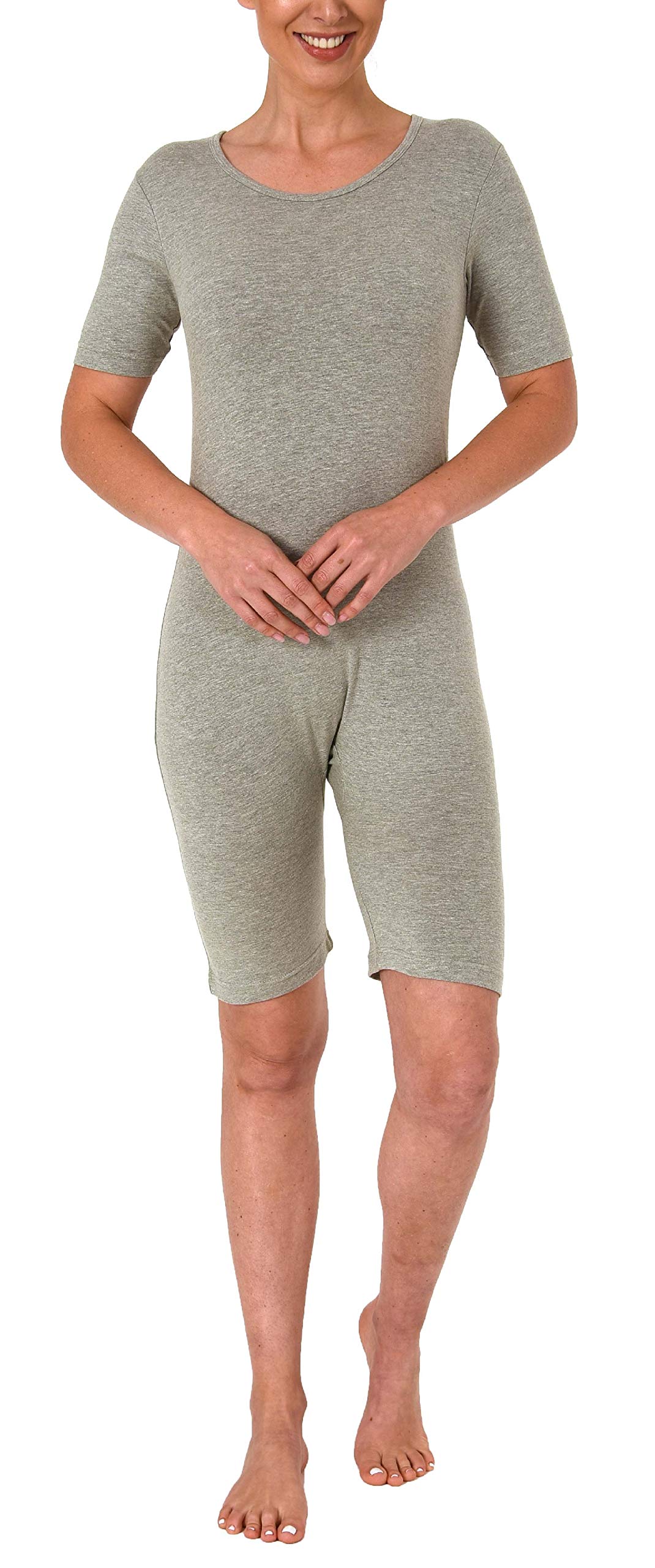 Normann Care Unisex Alzheimer's Clothing Shortsleeve Bodysuit Jumpsuit Overall Onesie Zipper at Back, Grey, Large