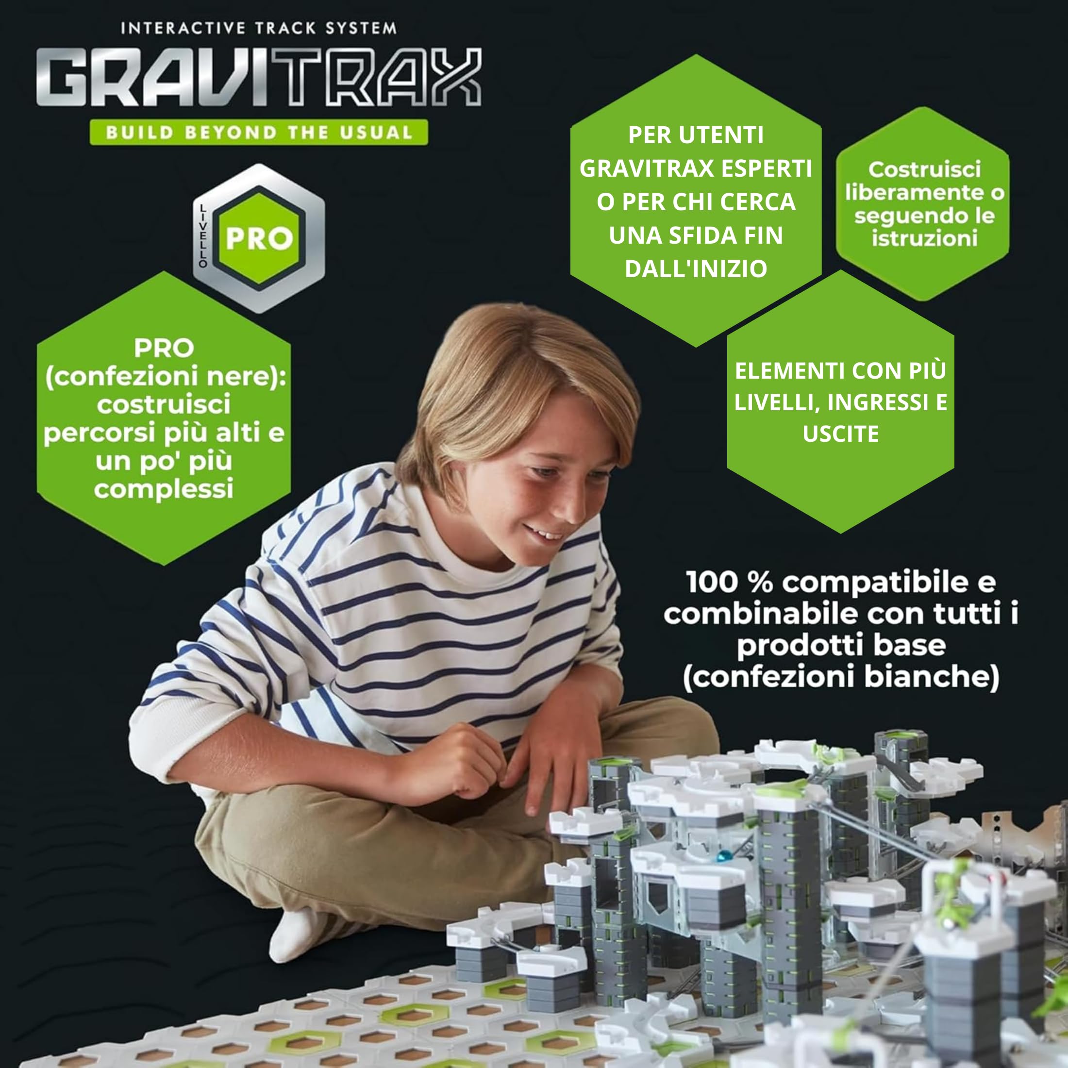 Ravensburger - GraviTrax Pro Starter-Set Vertical, Pista biglie 145 pezzi, Rompicapo bambini e adulti, Giochi bambini 8 anni e più, Gioco Interattivo STEM, Compatibile con tutti i GraviTrax