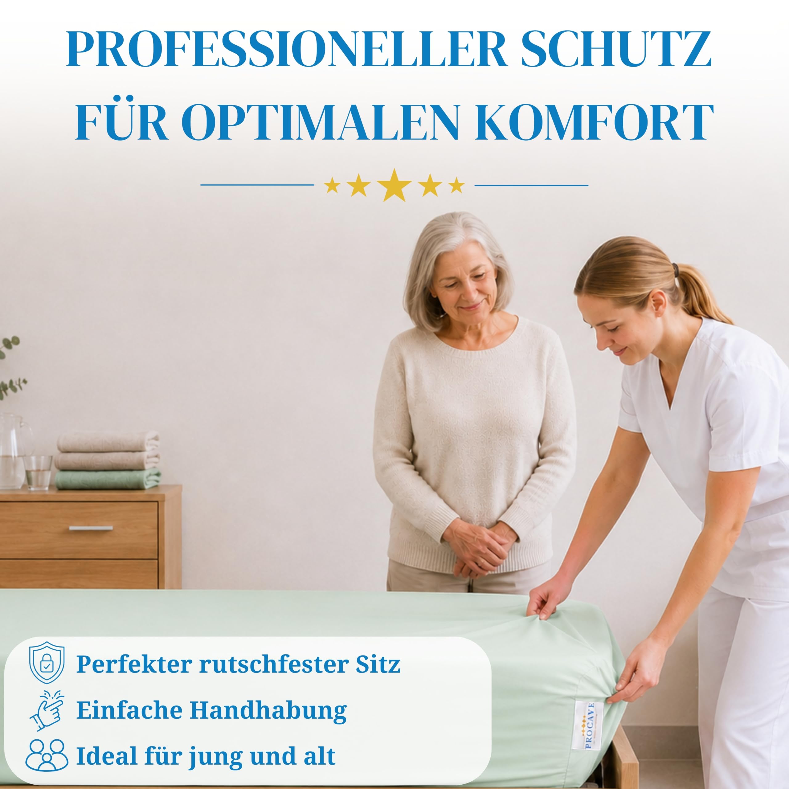 PROCAVE Sábana Bajera Impermeable en Verde, Transpirable y Lavable, Protector de colchón fácil de Limpiar, Fabricado en Alemania, 60 x 210 cm