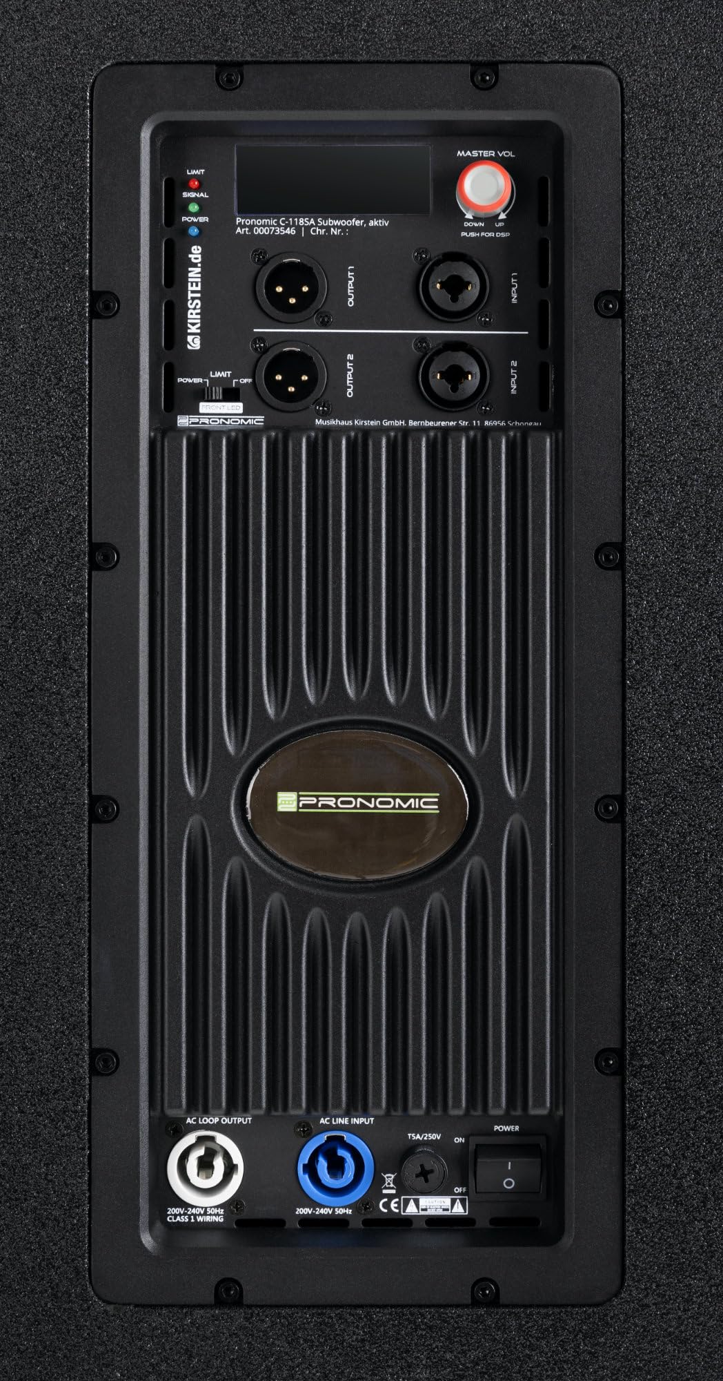 Pronomic C-118SA Aktiv Subwoofer + Cover Set - 1600 Watt Leistung - 18" Lautsprecher mit 3" Schwingspule - Frequenzbereich: 30-200 Hz - 4 DSP-Presets - Max. SPL: 126 dB - inklusive Schutzhülle