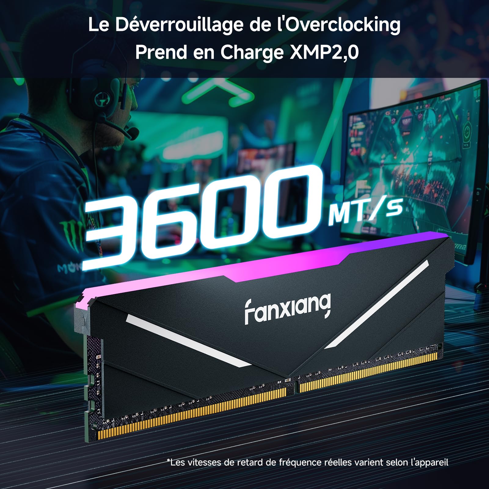 fanxiang RGB RAM DDR4 32 Go (2x16 Go) 3600 MHz CL18 V1.35, Une Mémoire RAM d'Overclocking pour Les Ordinateurs de Jeu de Bureau, Compatible avec Intel XMP 2,0 et AMD