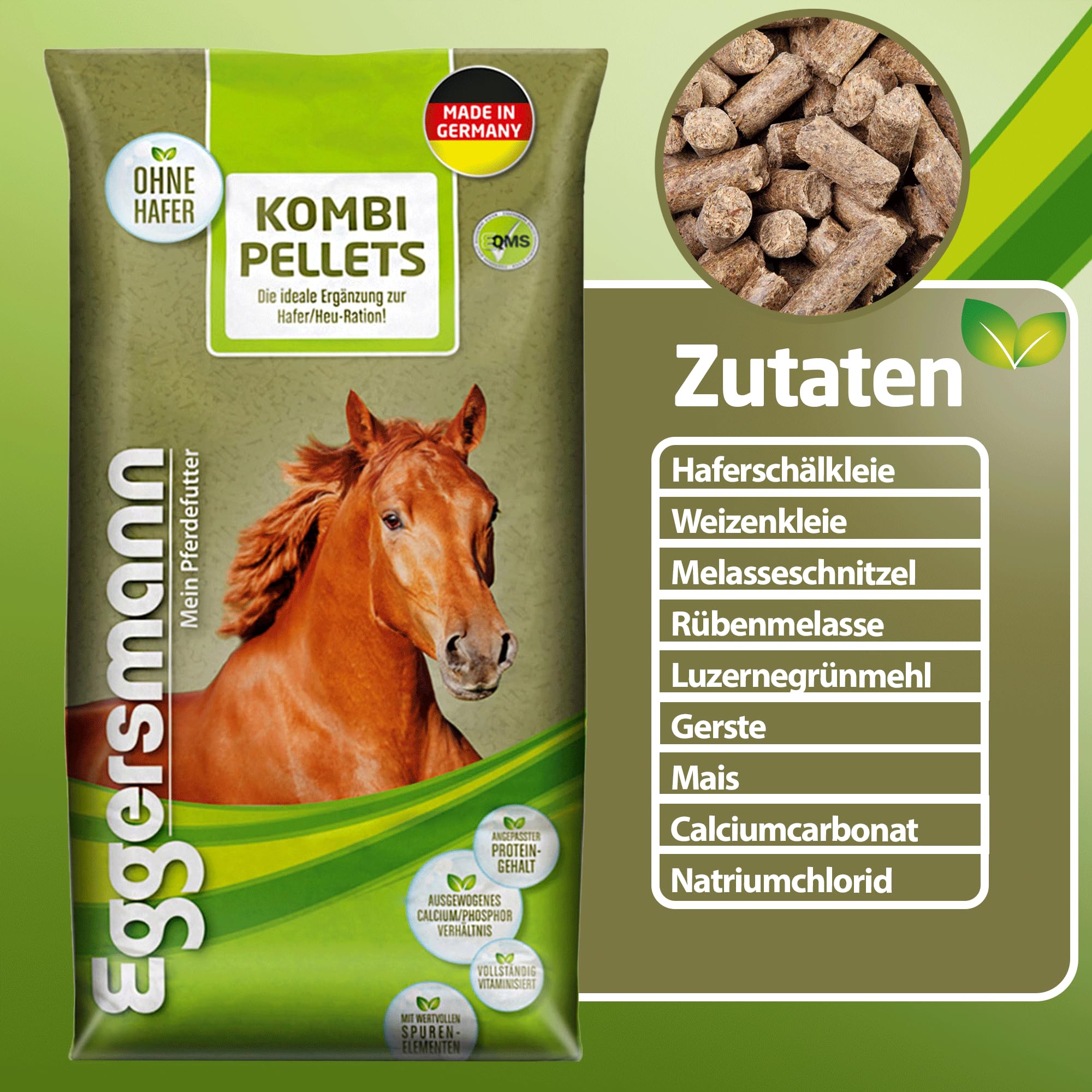 Eggersmann Mein Pferdefutter Combi Pellets 10 mm 25 kg – Mangime misto pelletizzato per cavalli e pony – Complemento ideale per l'alimentazione di avena e fieno – cibo per cavalli riduce le proteine e