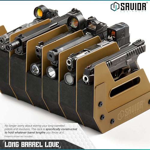 Miniatura 4 de Savior Equipment - Exhibidor para pistola, revólver, arma de fuego, para 4 a 8 de la mayoría de pistolas de cañón largo, espuma acolchada para