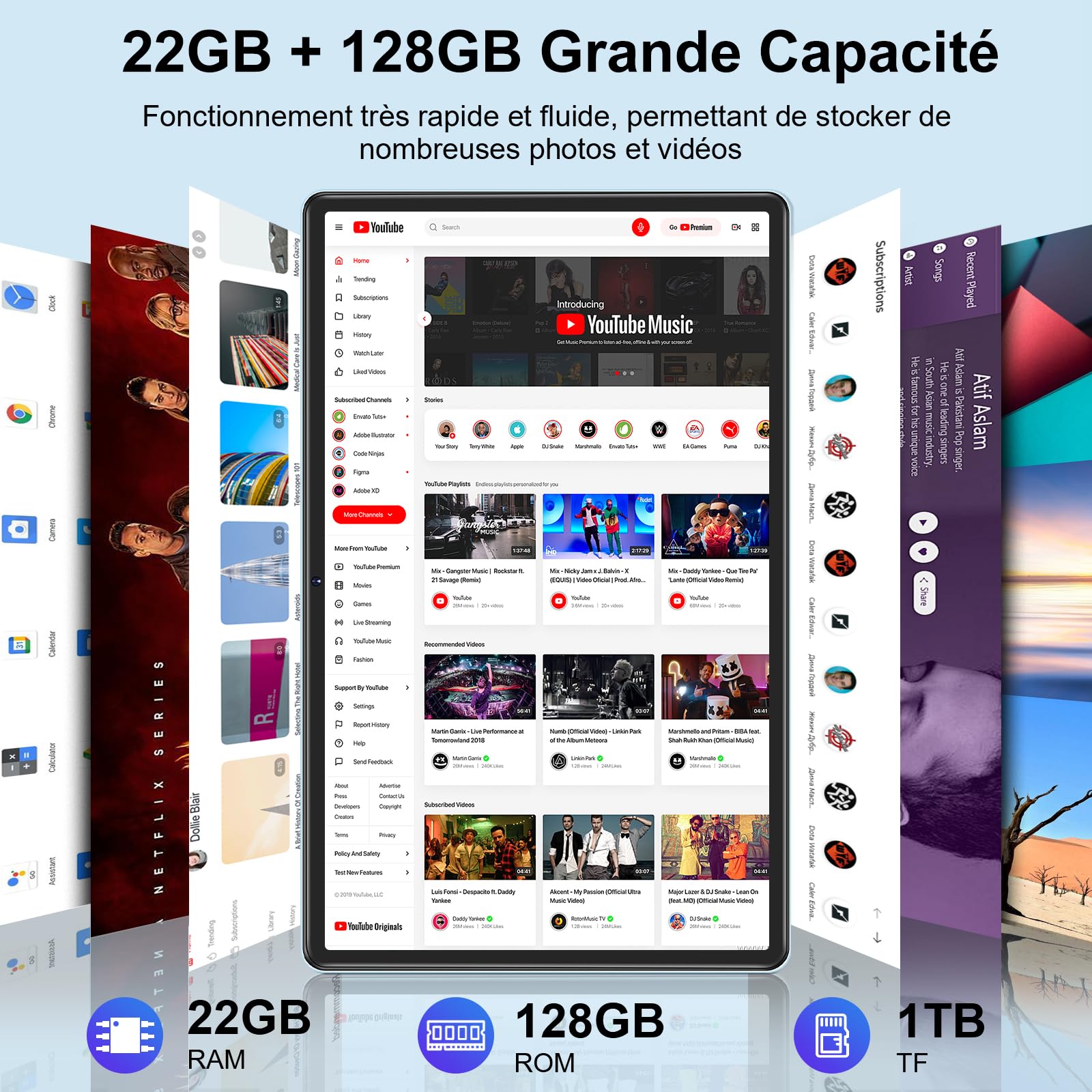 ZIOVO Tablet 10 Pollici Tablet Android 14, 22GB RAM+128GB ROM (TF 1TB), 5G WiFi/Supporto Widevine L1/Octa-Core/8000mAh/Corpo Metallico/8+5MP/BT 5.0, 2 in 1 Tablets con Tastiera e Mouse - Blu