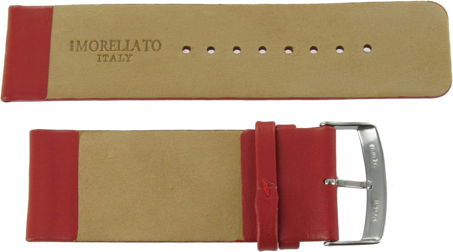Morellato 26mm Genuine Leather Flat Unstitched Square Tip Red Watch Band Strap