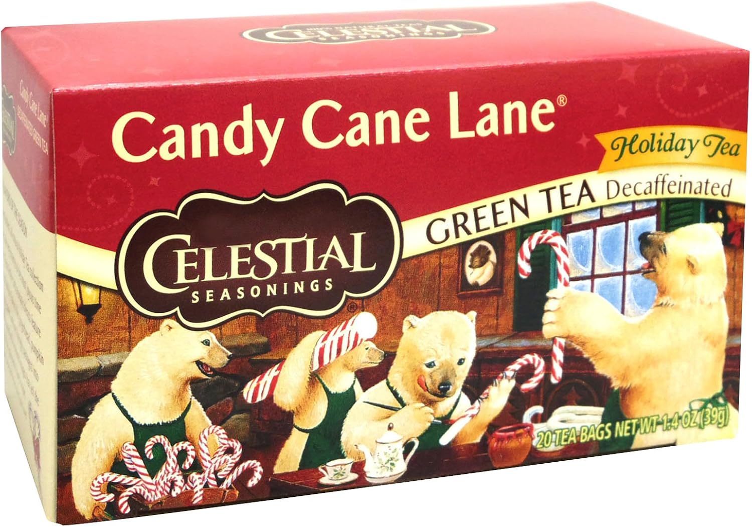 Celestial Seasonings 0535674 Holiday Green Tea, Candy Cane Lane