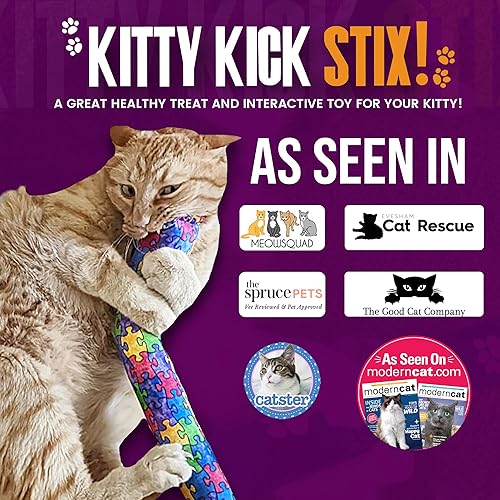 Miniatura 2 de Kitty Kick Stix Juguete original de hierba gatera de 15 pulgadas juego de 2 fabricado en Estados Unidos