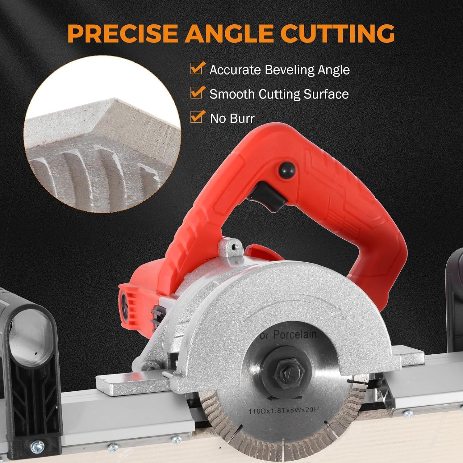 1200W Electric Tile Bevel Cutter,43° Tile Chamfering Tool, with Aluminum Alloy Chamfering Plate,Tile Angle Cutting Tool