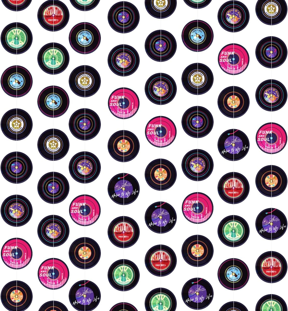 We Moment Vinyl Records Garlands 6 PCS(4.92Ft) Retro Record Paper Banners Vintage Themed Streamer Hanging Decorations for 50s 60s 70s Rock and Roll Music Birthday Party