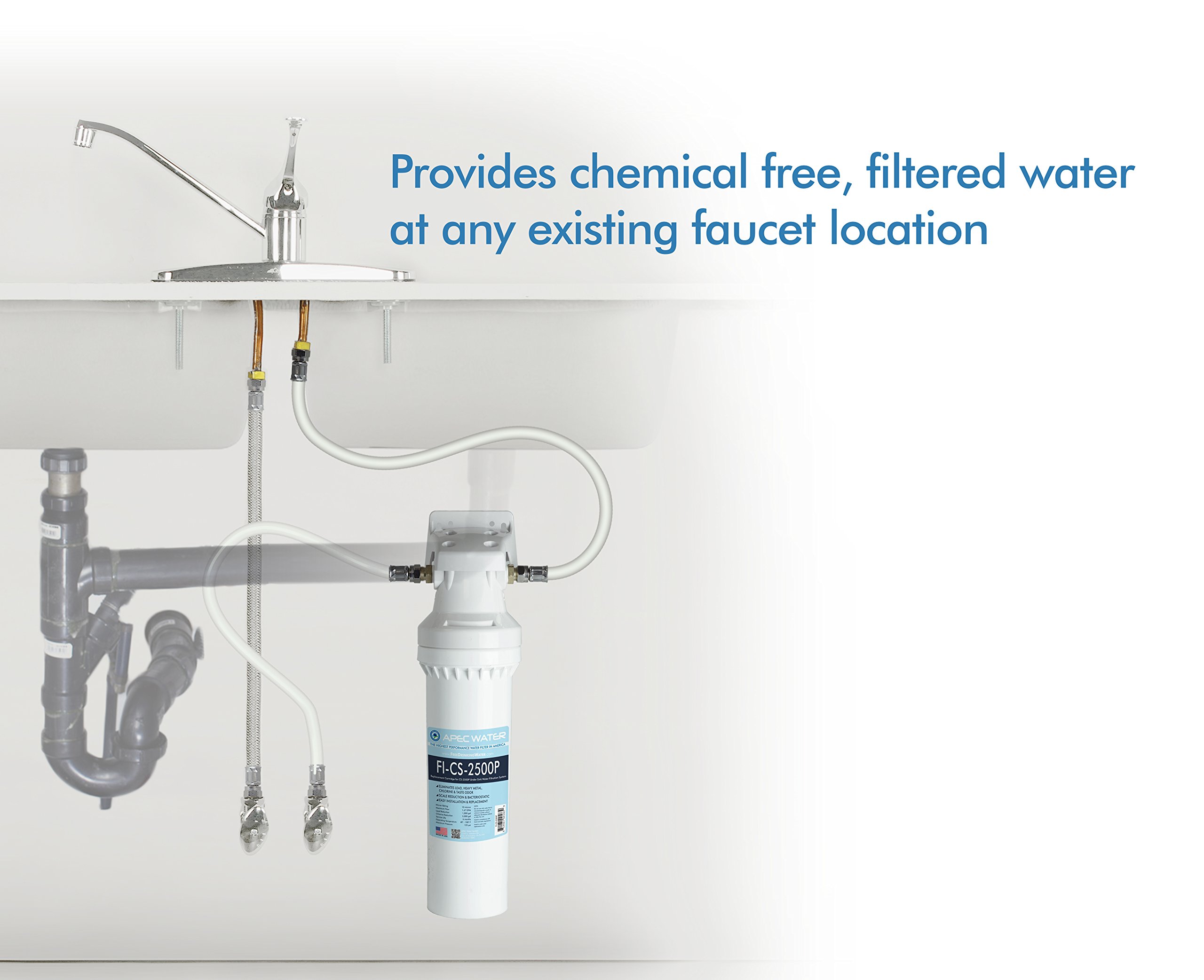 APEC Water Systemy (CS-2500P) APEC system filtracji wody o bardzo dużej pojemności plus inhibitor skali - najwyższej jakości filtr wyprodukowany w USA, biały