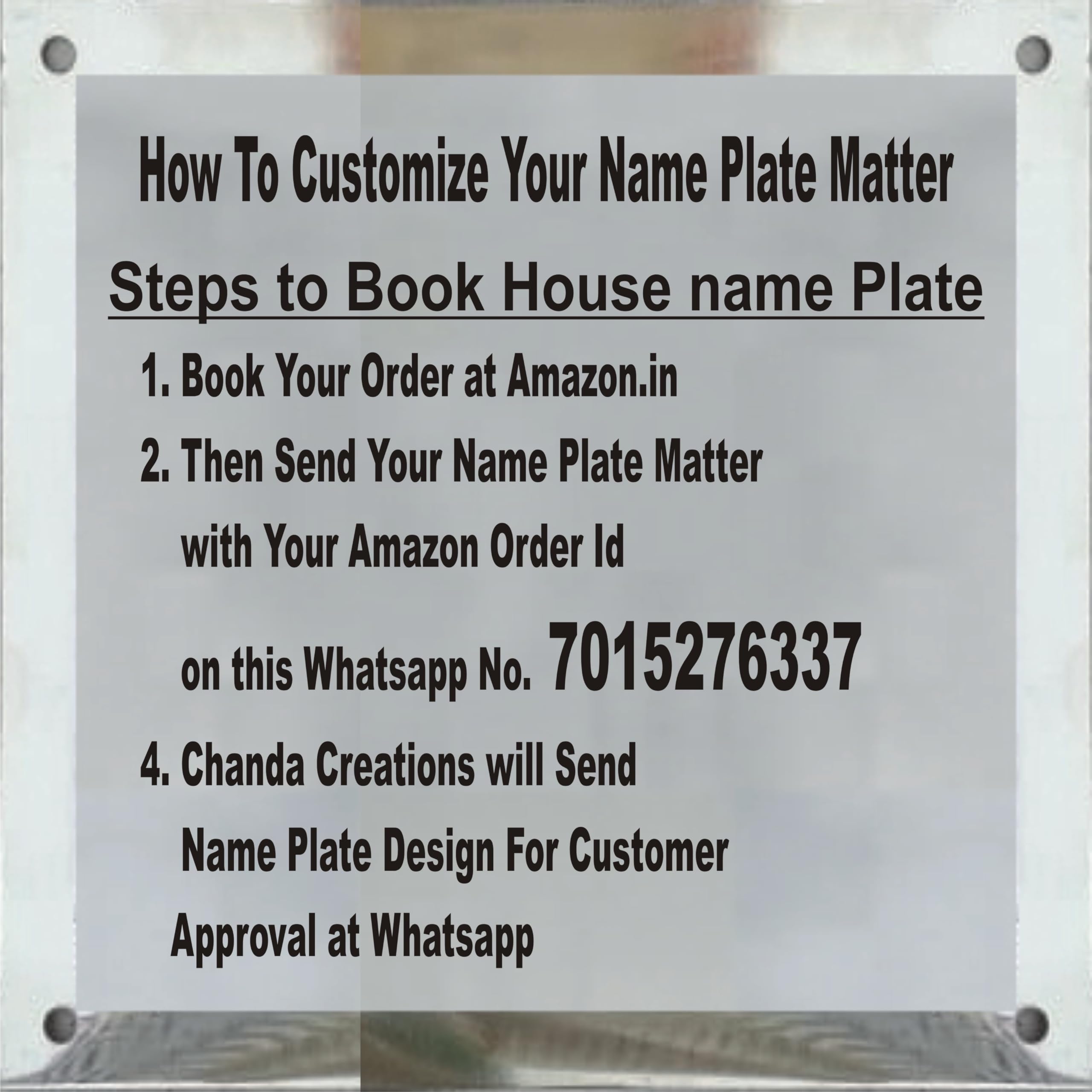 Chanda Creations Wooden Personalized Name Plate, Jali shaped Name Plate, Stylish Look, Enhances Home Entrance (Large 40x20, Golden) — Amazon image 2
