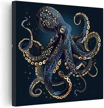 Amazon.co.jp: PBXBJY タコ キャンバス ウォールアート 海の生物 絵