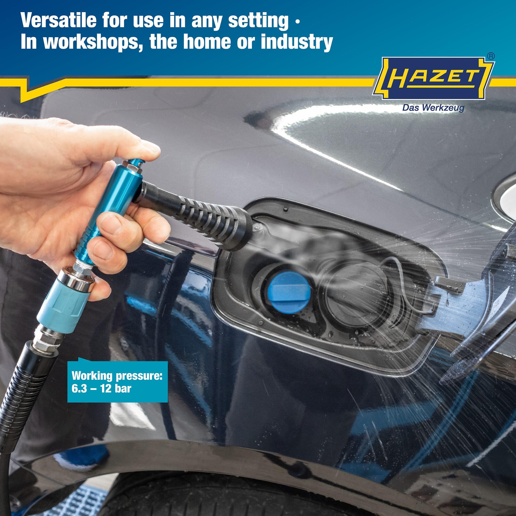 Pistola de aire turbo HAZET 9040T-1, boquilla de remolino para un fuerte impulso de aire, presión de trabajo de 6 bar, empuñadura ergonómica, eliminación rápida de virutas, polvo y mucho más
