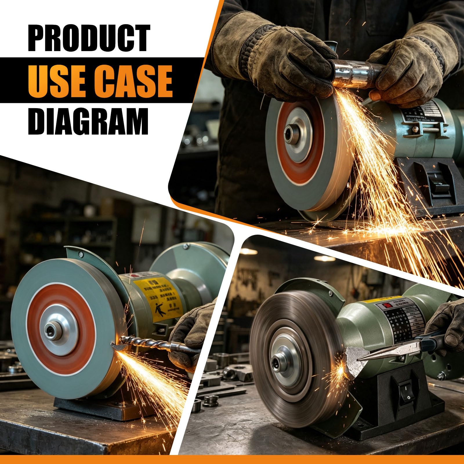 6" Bench Grinder Wheels - Grinding & Wire Brush Set -6 6" Bench Grinder Wheels - Grinding & Wire Brush Set -6
