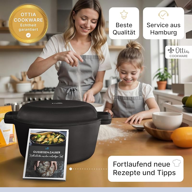 Ottia öntöttvas kenyérsütő edény 26cm, indukciós, sütőbiztos, 5L