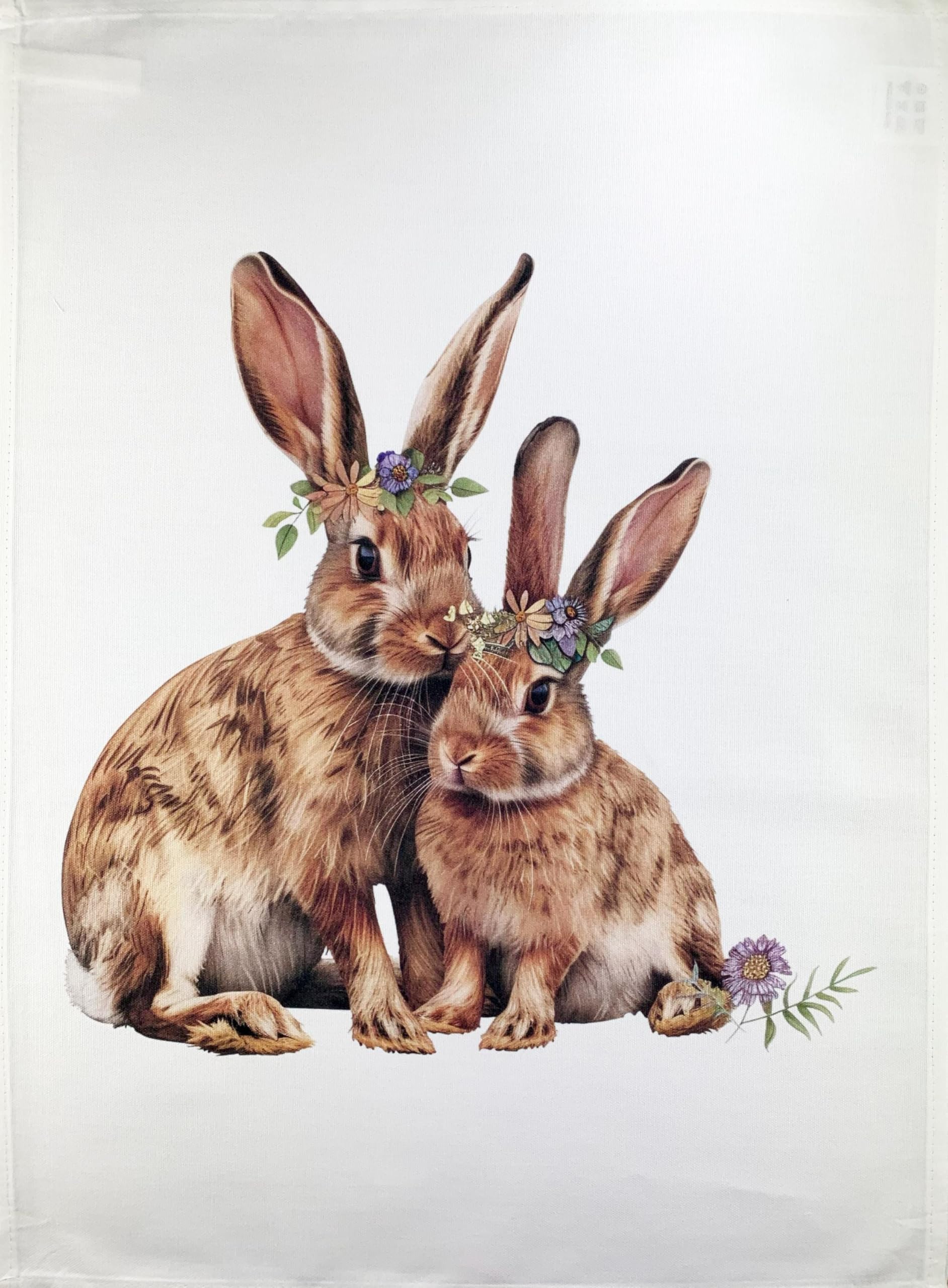 Half A Donkey White A Pair Of Rabbits Large Cotton Tea Towel