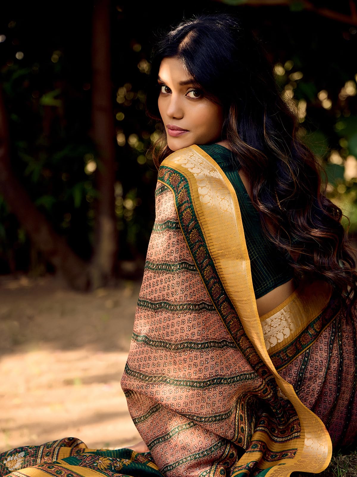 Satrani Women's Cotton Silk Printed Weaving Saree With Unstitched Blouse Piece (4103S879N_Peach Pink & Multi)