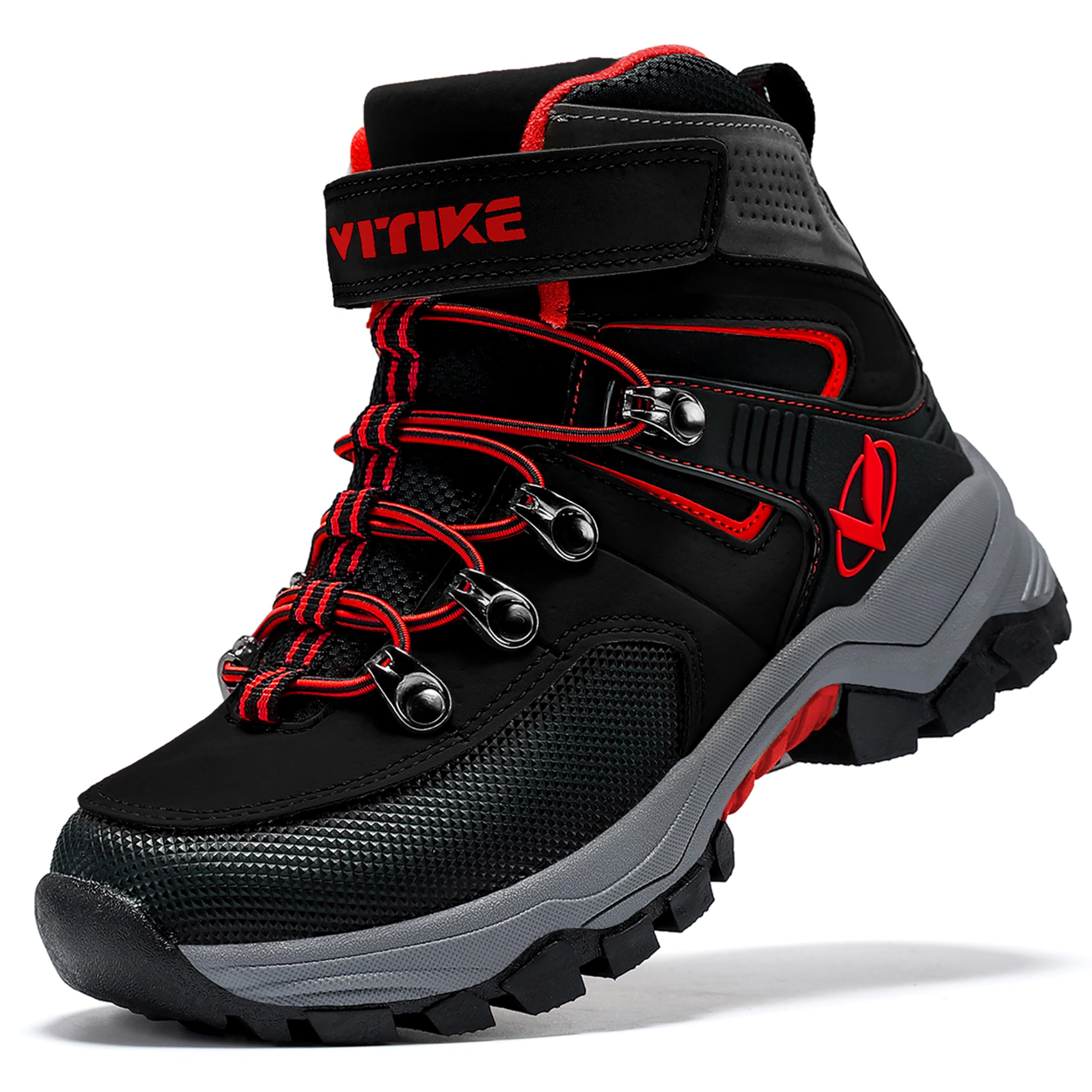ASHION Botas de senderismo para Niños Botas de Montaña Botas de nieve Zapatos de Senderismo,H Negro Rojo 33 EU