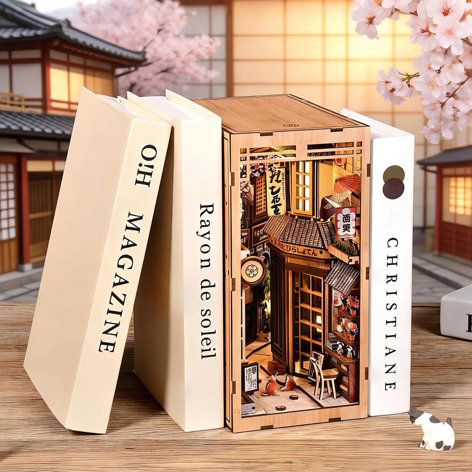 DIY Book Nook Kit Booknook Casa Miniatura Book Nook Japan | Puzzle 3D Legno per adulti & adolescenti – decorazione creativa per libreria – Regalo Natale & compleanni
