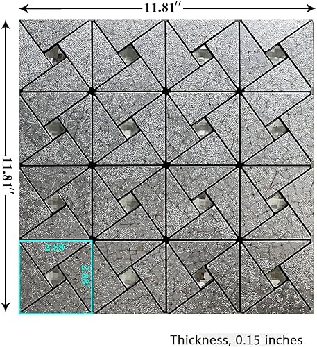 Miniatura 8 de XUANINY 10 hojas de azulejos metálicos para salpicaduras de muro, autoadhesivos, triángulos, multicolor, mosaico de aluminio 3D, adhesivo de pared