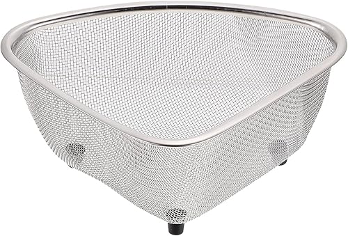 DOITOOL Colador de acero inoxidable con forma de triángulo de malla cesta colador de cocina cestas de drenaje para frutas limpieza de verduras