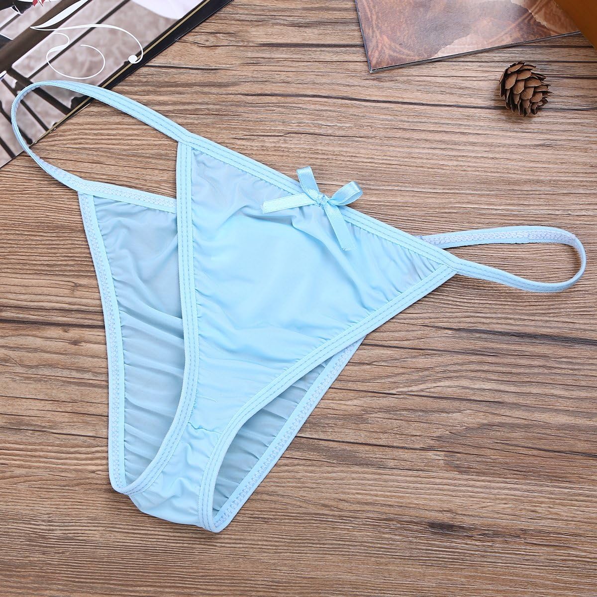 Men's Soft Comfortable Bowknot Bikini Briefs Strings Underwear Lingerie Tanga Panties