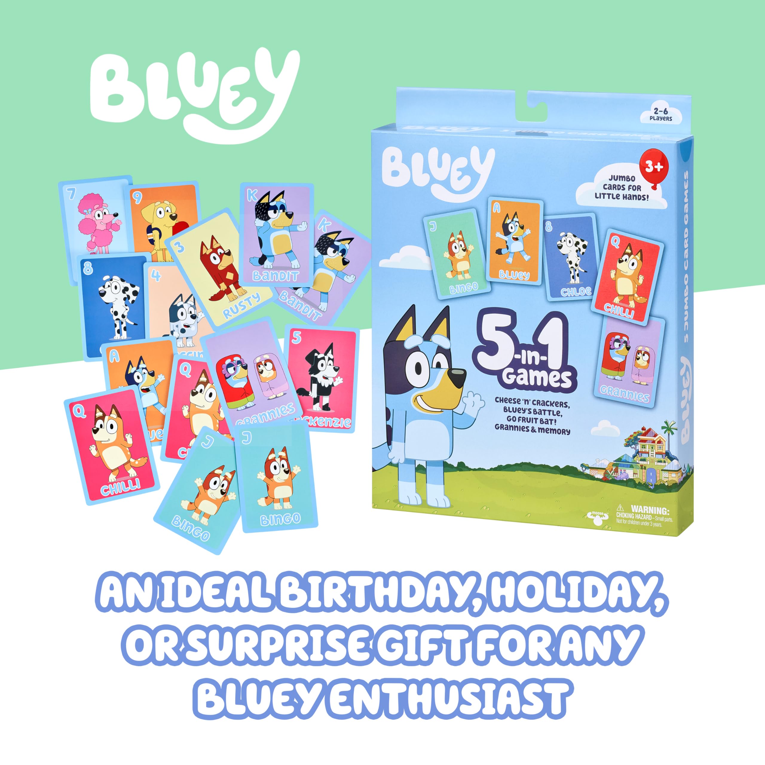 Amazon.co.jp: Bluey 5-in-1 Card Game Set - Includes 53 Jumbo Cards