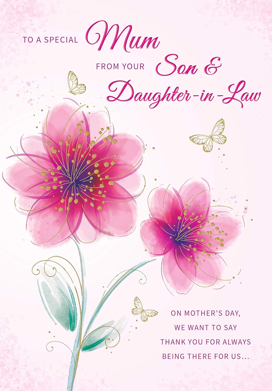 Piccadilly Greetings Traditional Mother's Day Card Mum from Son & Daughter In Law - 9 x 6 inches
