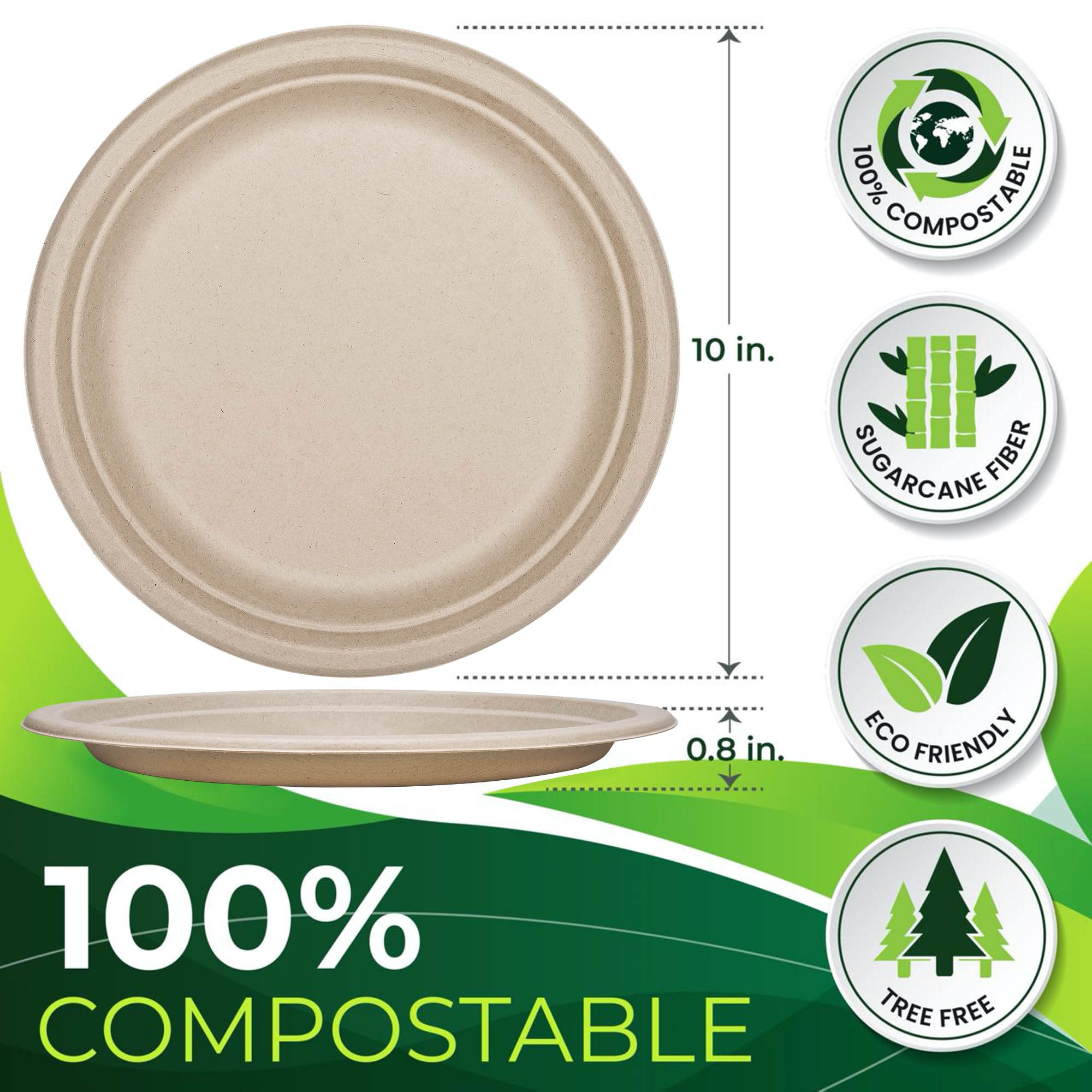 Compostable Plates - 150 Sugarcane Plates -2