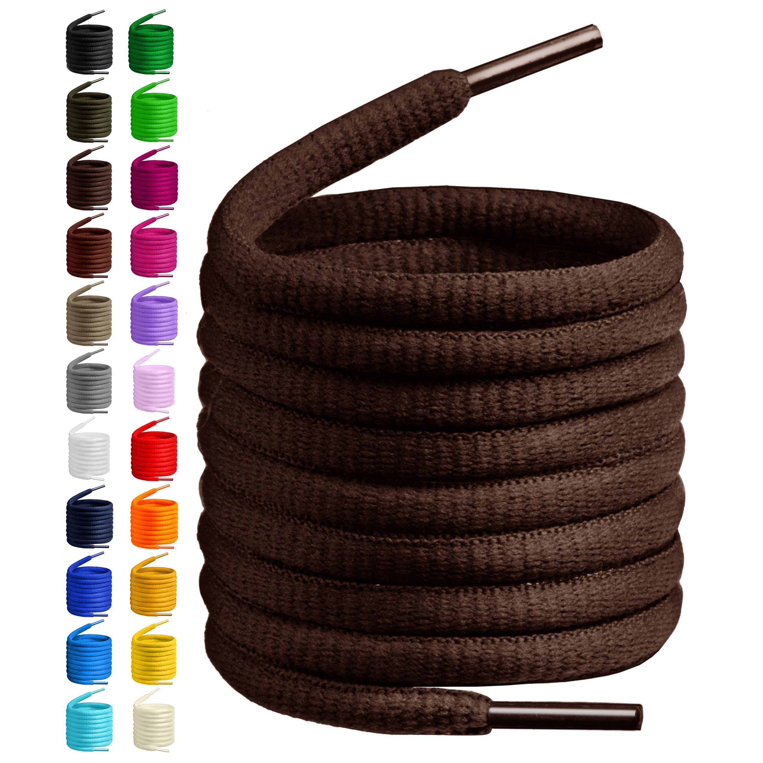 Birch Oval Shoelaces 27 Colors Half Round 1/4" Shoe Laces 4 Different Lengths