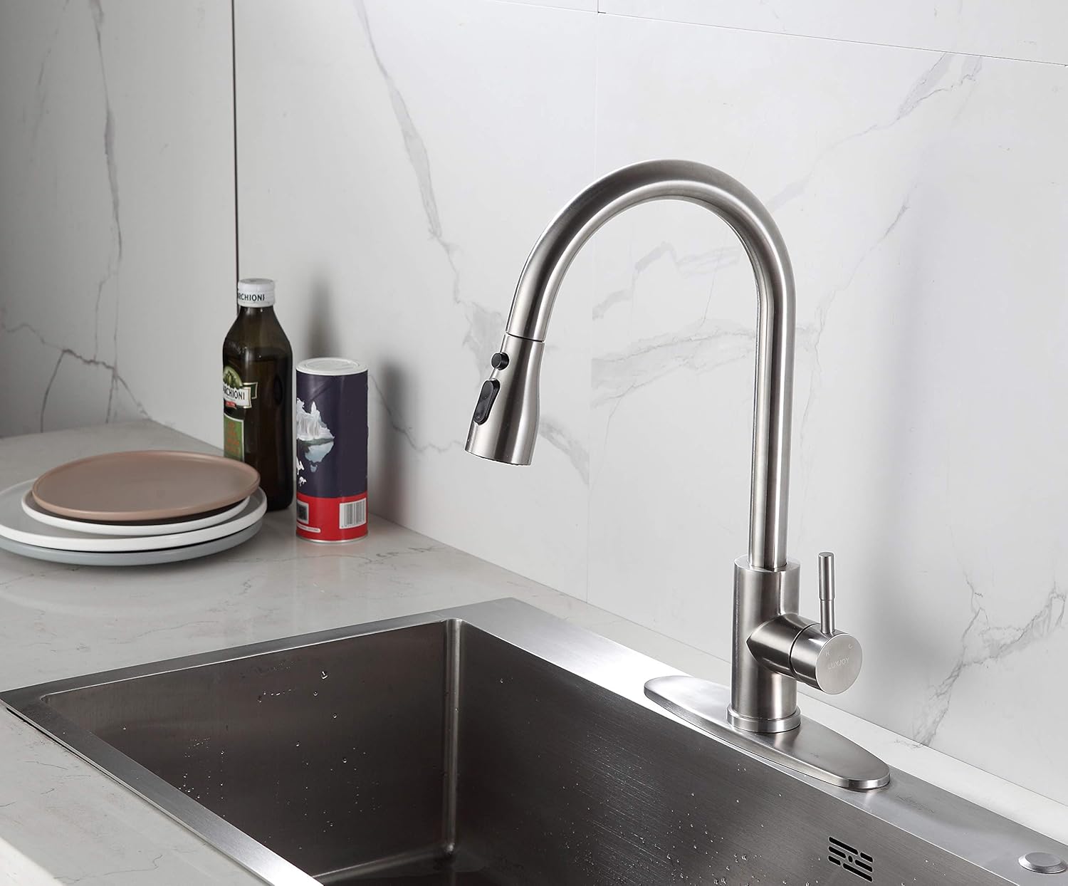 Get Popular Offer LUXJOY Single Handle High Pull Out Kitchen Faucet, Single Level Stainless Steel Kitchen Sink Faucets with Pull Down Sprayer, Brushed Nickel Black Friday - 40% OFF LUXJOY Single Handle High Pull Out Kitchen Faucet, Single Level Stainless Steel Kitchen Sink Faucets with Pull Down Sprayer, Brushed Nickel
