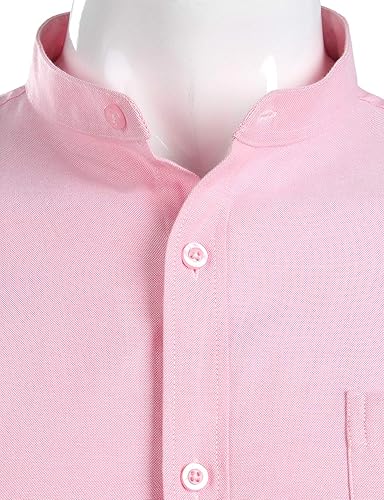 Miniatura 3 de ZEROYAA Camisas Oxford de manga larga con cuello mandarín hipster con botones y bolsillo en el pecho para hombre