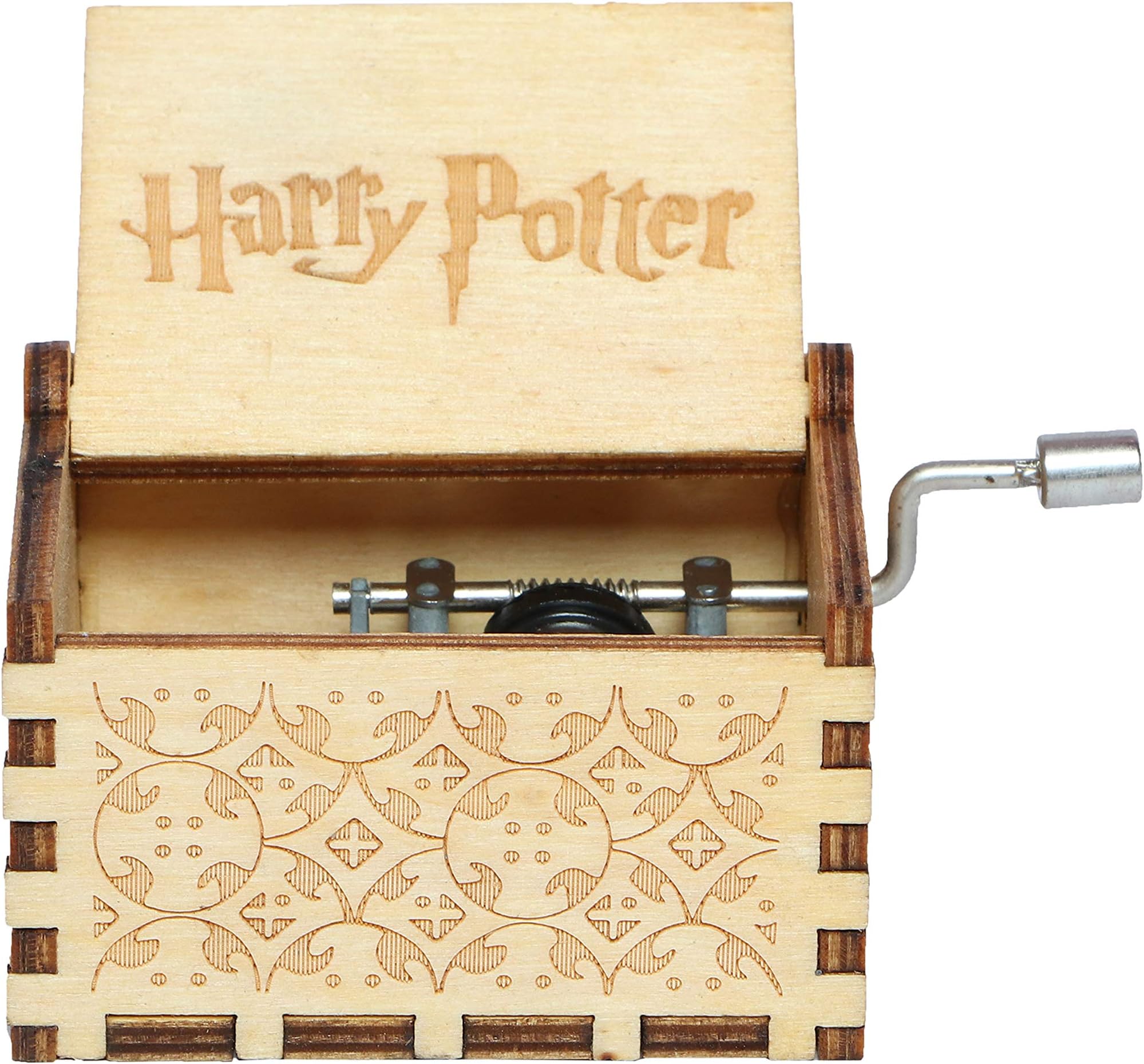 vowmix wooden hedwig theme harry potter hand cranked collectable engraved music box-Brown(Pack of 1)