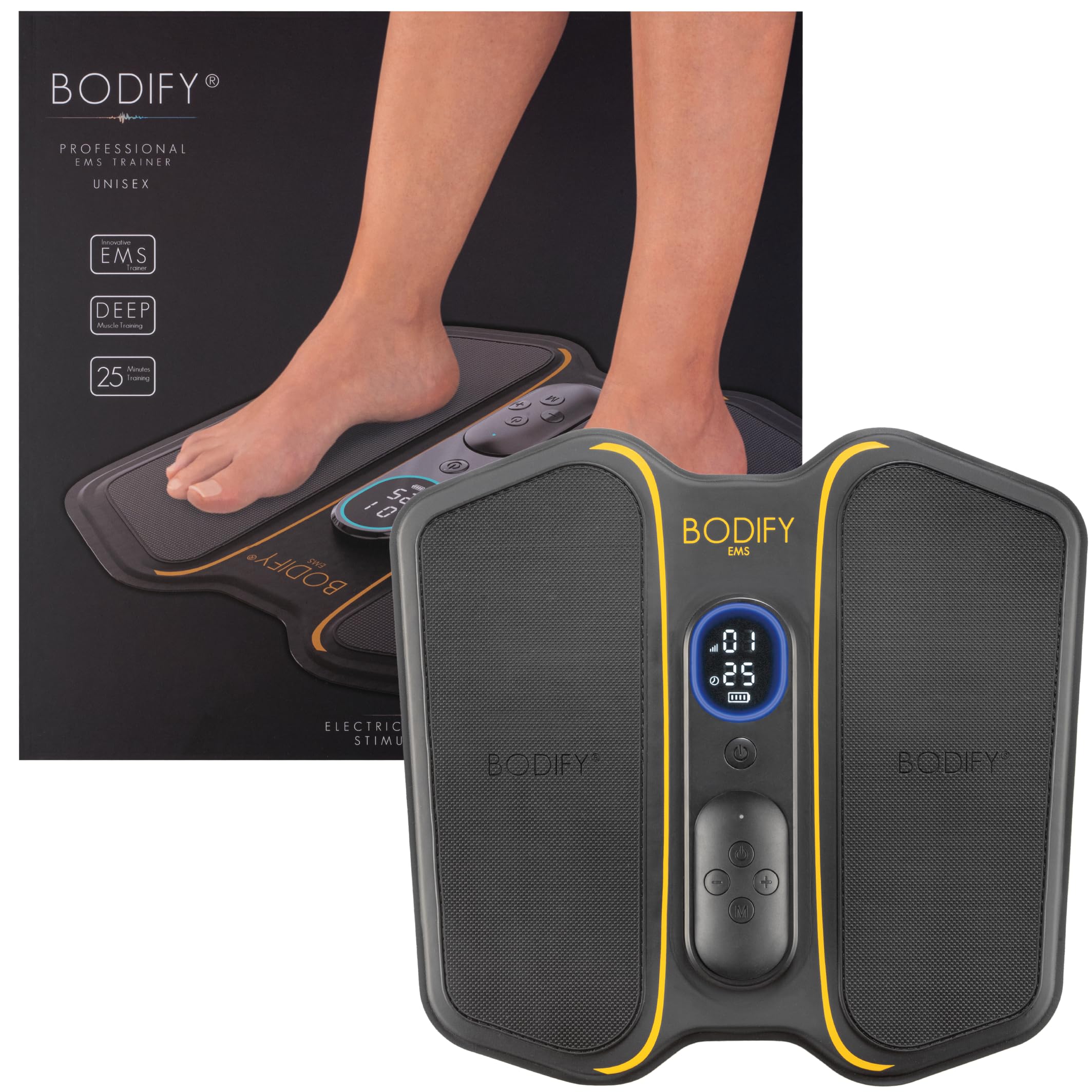Bodify® EMS Fußtrainer Pro - Gezielte Stimulation der Fuß & Unterschenkel Muskulatur! - Muskelaufbau - EMS Training - für Männer und Frauen - DAS ORIGINAL