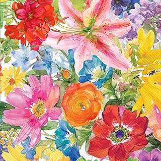 Floral Party Napkins- 40 Count | 2 Packs of 20CT Luncheon Napkins | Abundant Floral Design, 6.5