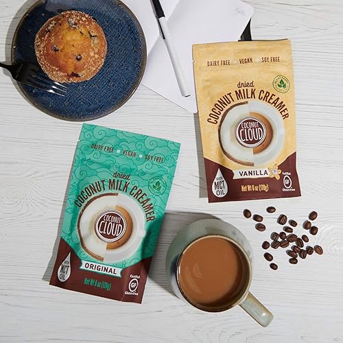 Miniatura 8 de Coconut Cloud Crema para café vegana de larga duración, aptas para dietas cetogénicas, leche de coco en polvo sin endulzantes, bajo contenido de